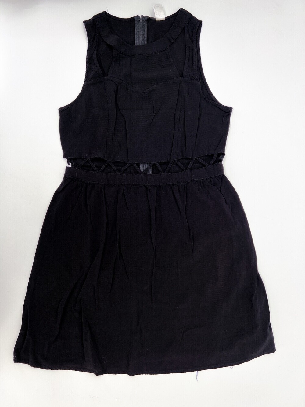 H&M Dress Womens 10 Black Fit Flare Sleeveless Back Zip Round Neck